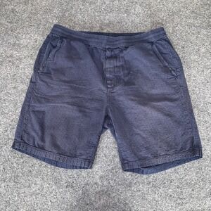 Outerknown Mens Large Navy Blue Seersucker Shorts Sustainable Casual Surf Summer
